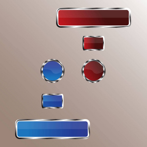 按钮在图片中，不同的按钮用于站点项目程序。纽扣鸽子，红色，带金属圈