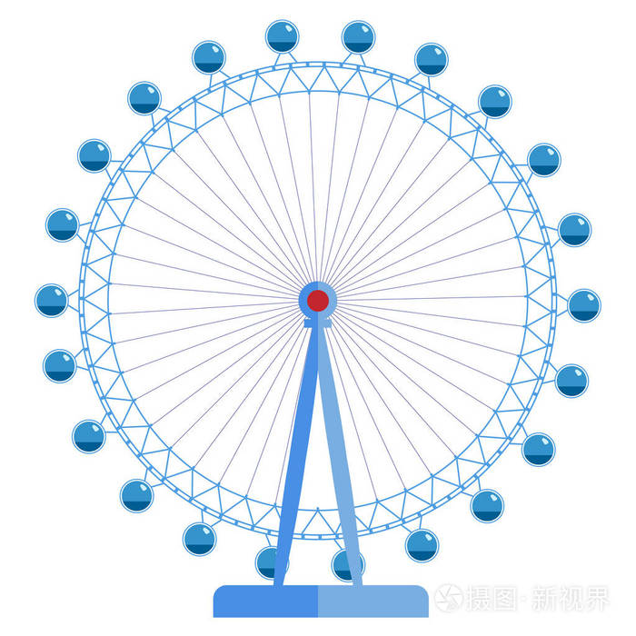 伦敦眼巨大的摩天轮,英国的风景之一.白色背景上的简单矢量图.