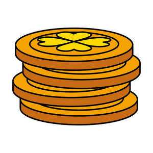 硬币堆与三叶草图标