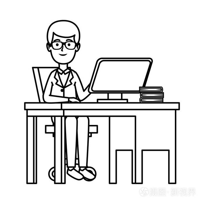 年轻牙医男性在办公室插画-正版商用图片188ori-摄图新视界