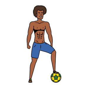 踢足球的年轻的黑人运动男子图片
