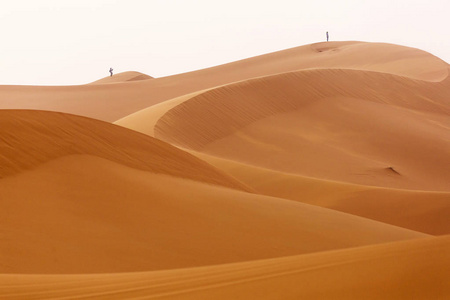 沙漠撒哈拉，日出时有美丽的线条和颜色。 莫罗科