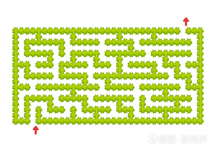 彩色矩形迷宫. 卡通风格的绿色花园. 孩子们的游戏. 儿童拼图.