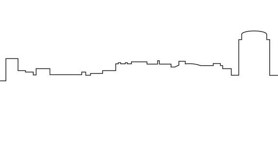 线条素描城市景观设计。 抽象的黑色城市天际线白色背景