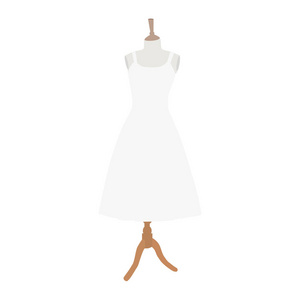婚纱收藏。 人体模型上的白色连衣裙。