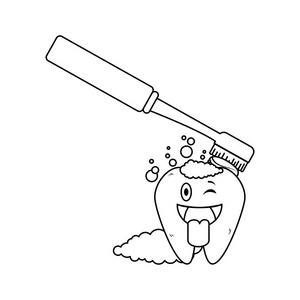 漫画牙齿与刷子卡瓦伊字符