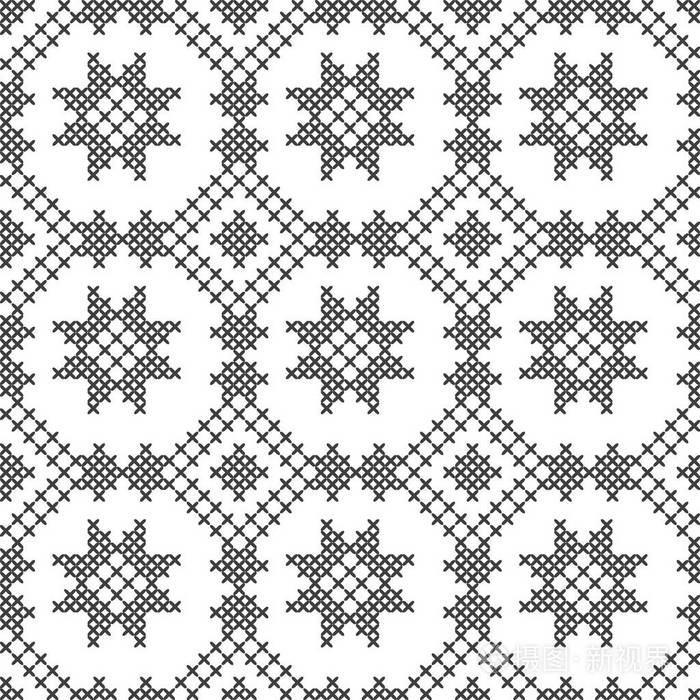 十字绣无缝装饰图案. 刺绣和编织. 抽象的几何背景. 民族装饰品. 向量