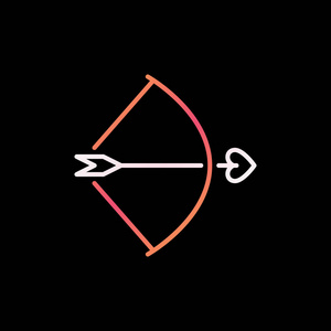 弓和丘比特箭头矢量概念五颜六色的轮廓图标