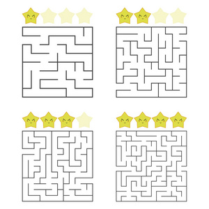 孩子们的困惑.一个入口,一个出口.迷宫难题.白底平面矢量图照片