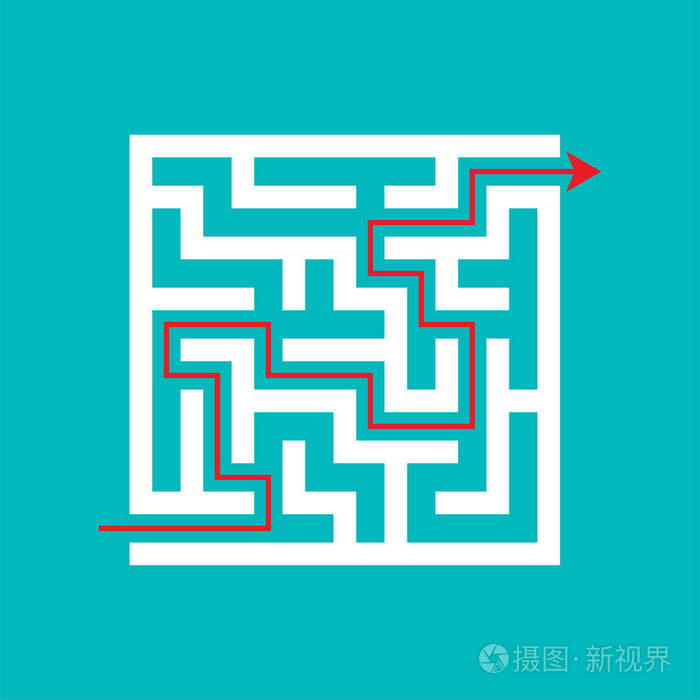 彩色背景上的白色方形迷宫. 商业决定. 活动页面. 游戏拼图.