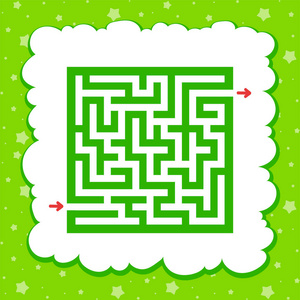 彩色方形迷宫. 孩子们的游戏. 儿童拼图. 一个入口一个出口.