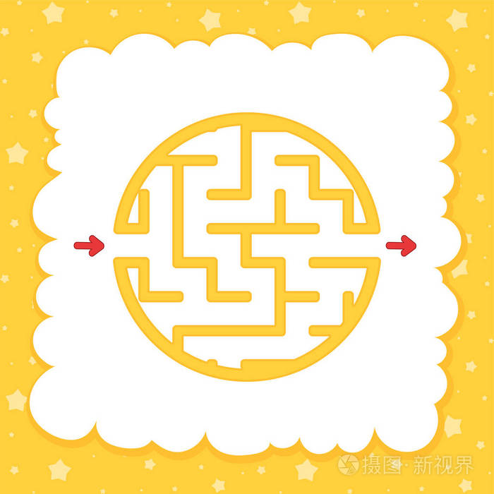 彩色圆形简单迷宫. 孩子们的工作表. 活动页面. 儿童游戏拼图. 迷宫难