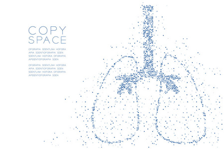 肺形抽象几何圆点像素图医学科学器官概念设计蓝色插图用拷贝空间矢量EPS10