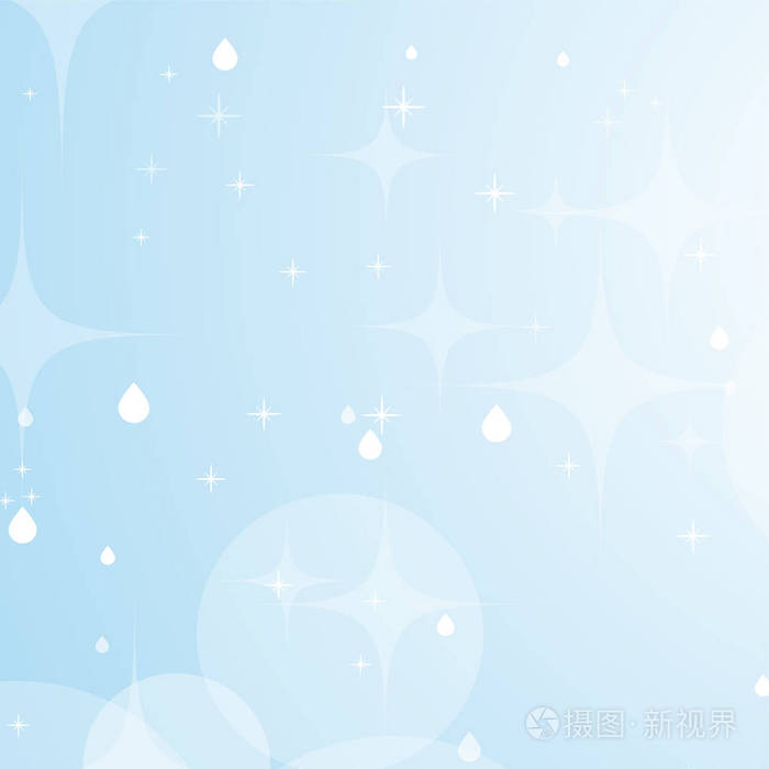 浅蓝色抽象背景与星星和波克. 美丽的天空. 简单平面矢量图