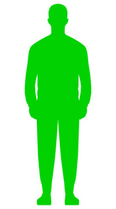 男子站立剪影绿色简单孤立矢量插图