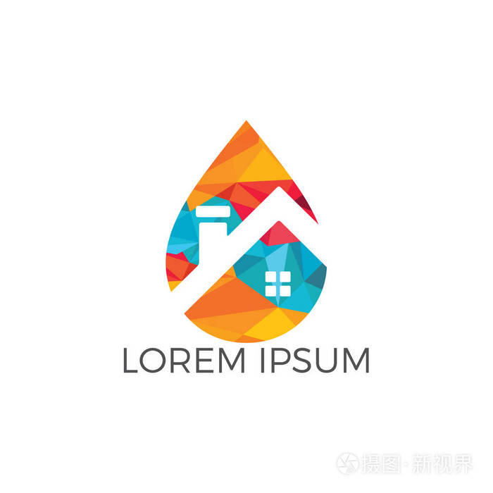 蓝色水滴家居标志设计现代清洁服务标志设计理念