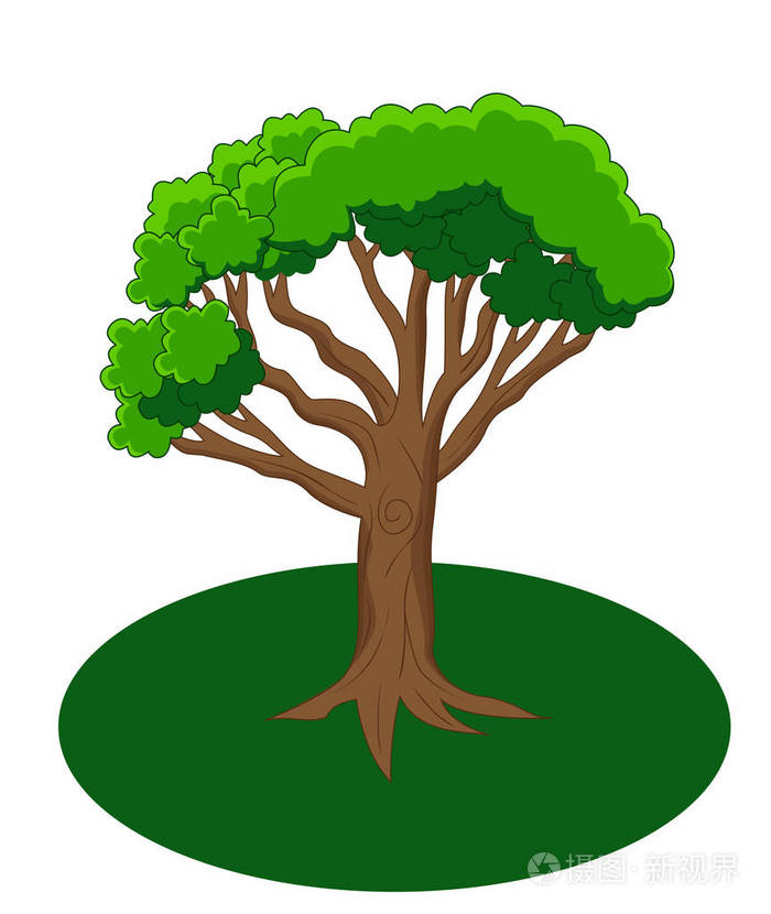 绿色树漫画插图
