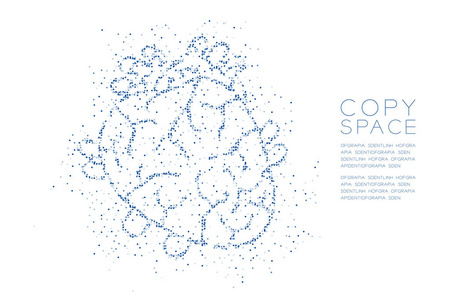 心脏形状抽象几何圆点像素图案医学科学器官概念设计蓝色插图与白色背景分离复制空间矢量EPS10