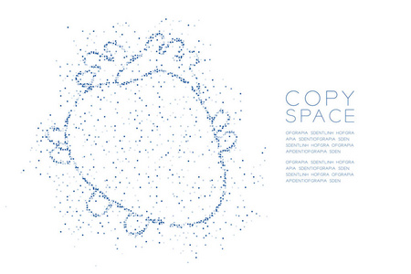 心脏形状抽象几何圆点像素图案医学科学器官概念设计蓝色插图与白色背景分离复制空间矢量EPS10