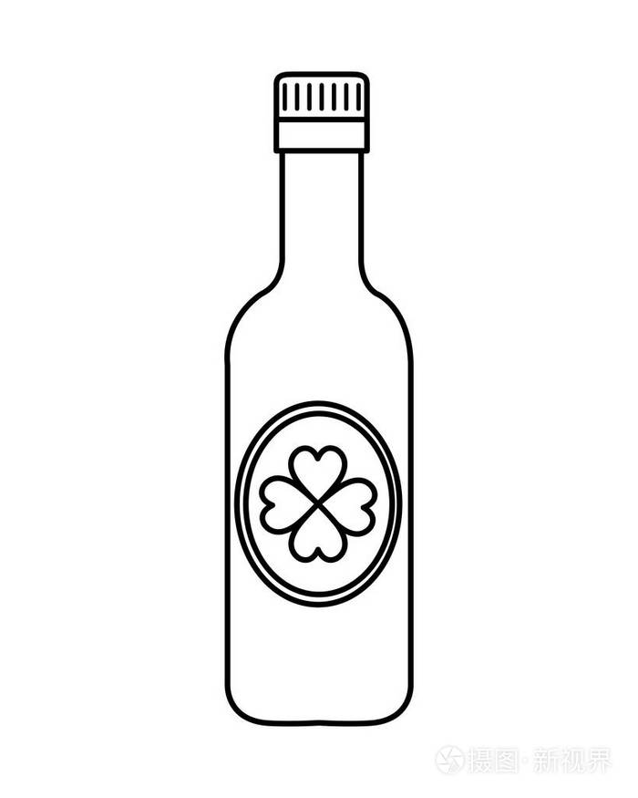 带三叶草的啤酒瓶插画-正版商用图片18969f-摄图新视界