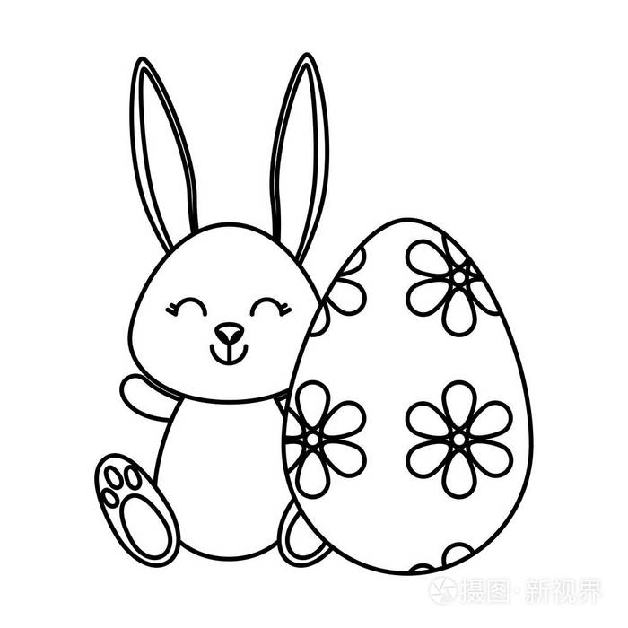 可爱的兔子与复活节彩蛋画
