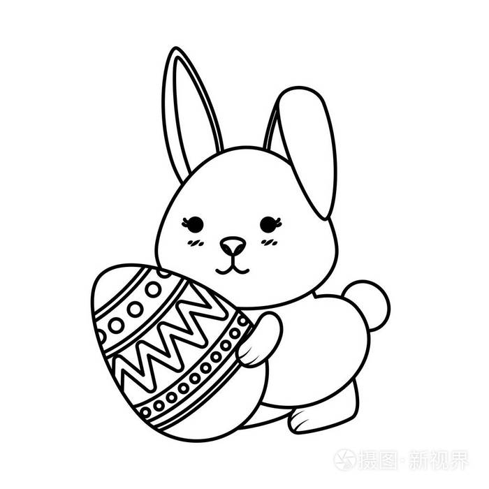 可爱的兔子与复活节彩蛋画