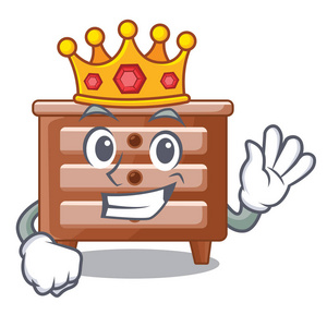 床头柜的国王形状，滑稽的矢量插图