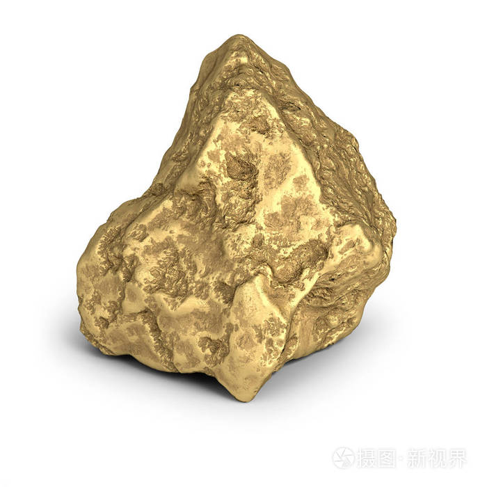金块.三维图像.白色背景.