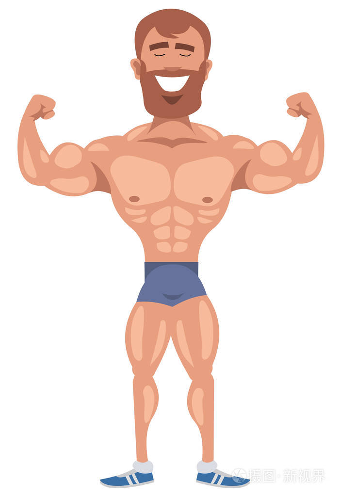 有胡须的扁平健美者插画-正版商用图片189n9s-摄图新视界