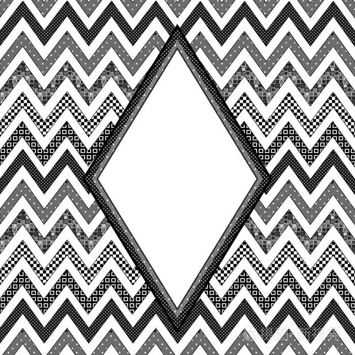 现代雪佛龙印刷与层不同的图案在印刷中的黑色灰色和白色.