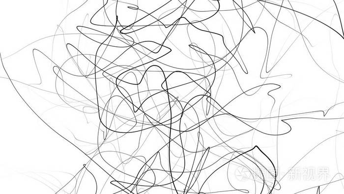 抽象涂鸦混沌涂鸦线孤立在白色背景上. 抽象插图