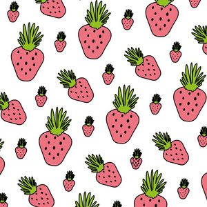 颜色外来草莓热带水果背景插图