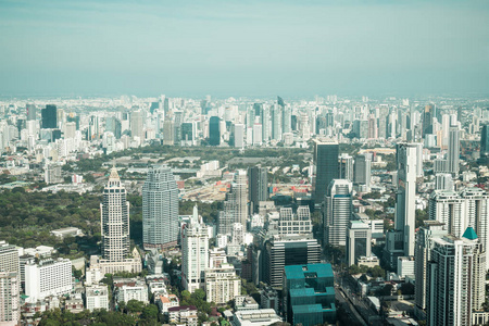 美丽的城市景观与建筑和建筑曼谷泰国天际线