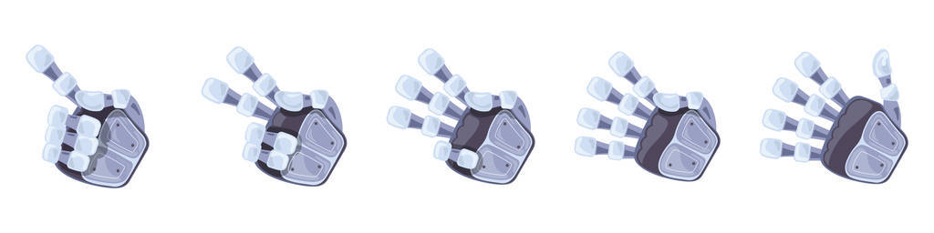 机器人手势。机器人的手。机械技术机械工程标志。手势设置。迹象