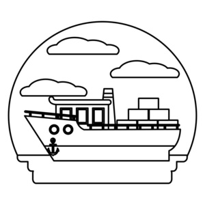 线侧船舶运输集装箱货物矢量图图片