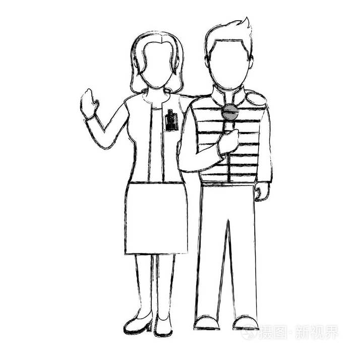 男女记者在一起的新闻矢量插图插画-正版商用图片189su7-摄图新视界