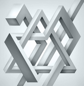 数字不真实抽象形式的三维扭曲组成. 形状拼图. 矢量非真实建筑照片