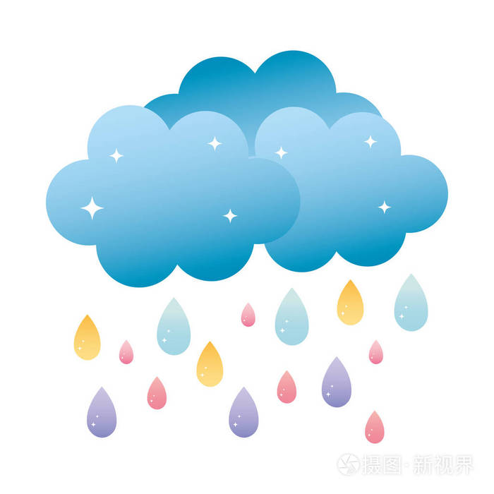 大自然蓬松的云雨天气矢量图