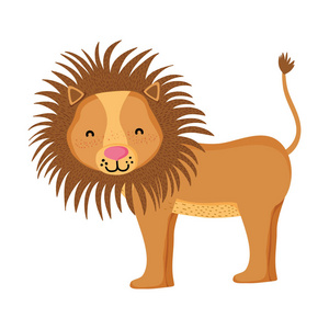 可爱的狮子野生动物矢量插图