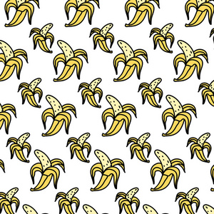 彩色美味香蕉有机水果背景插图
