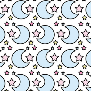 彩色月亮天空和星星背景矢量插图