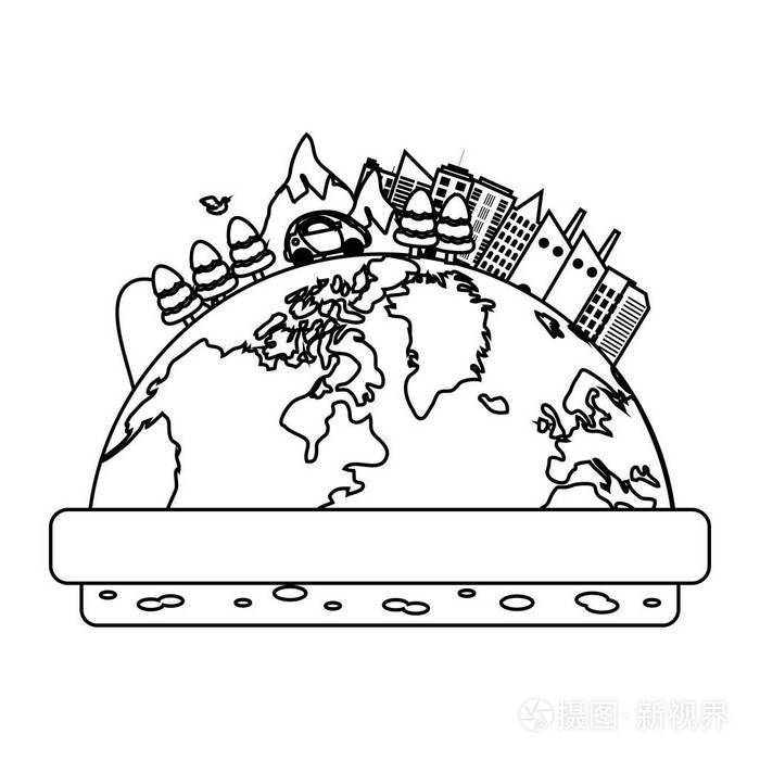 线全球生态保护和行星保护矢量图插画-正版商用图片189wk7-摄图新视界