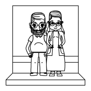 男女老少夫妇一起矢量插图照片