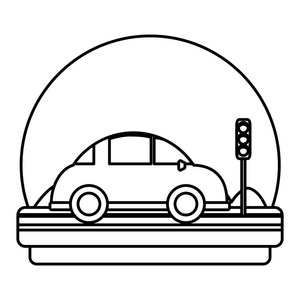 交通灯矢量图示道路中的直线汽车运输