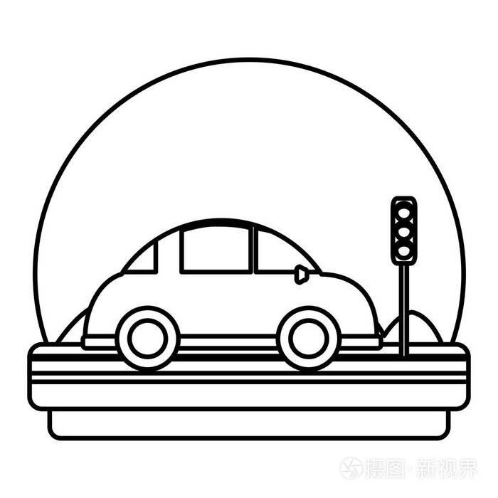 交通灯矢量图示道路中的直线汽车运输