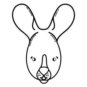 线可爱兔头野生动物插图