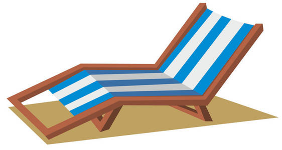 躺椅蓝色条纹椅子甲板海滩隔离矢量