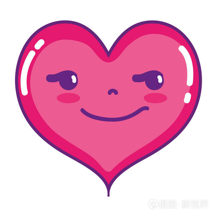 kawaii可爱的心可爱的爱情矢量插图