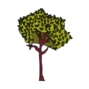 色彩奇异的树，植物柄，自然矢量插图