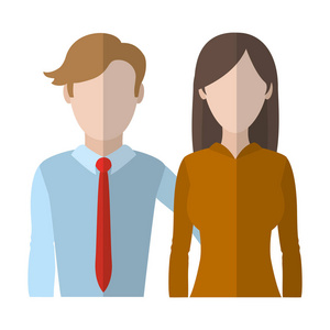职业女性和男性伴侣与服装矢量插图